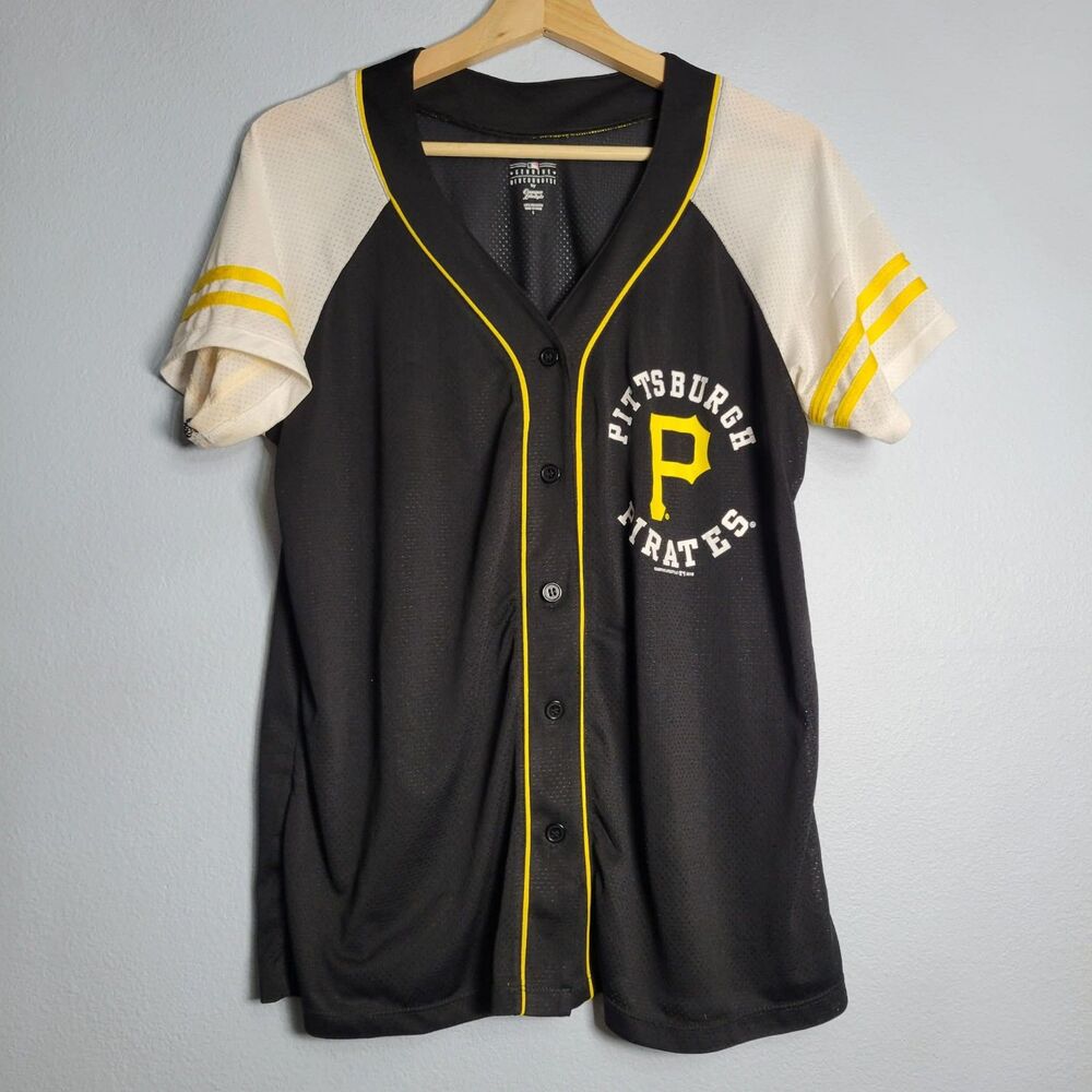 MLB Pittsburgh Pirates Baseball Jersey Shirt Youth Large Button Up Fan Gear Y2K